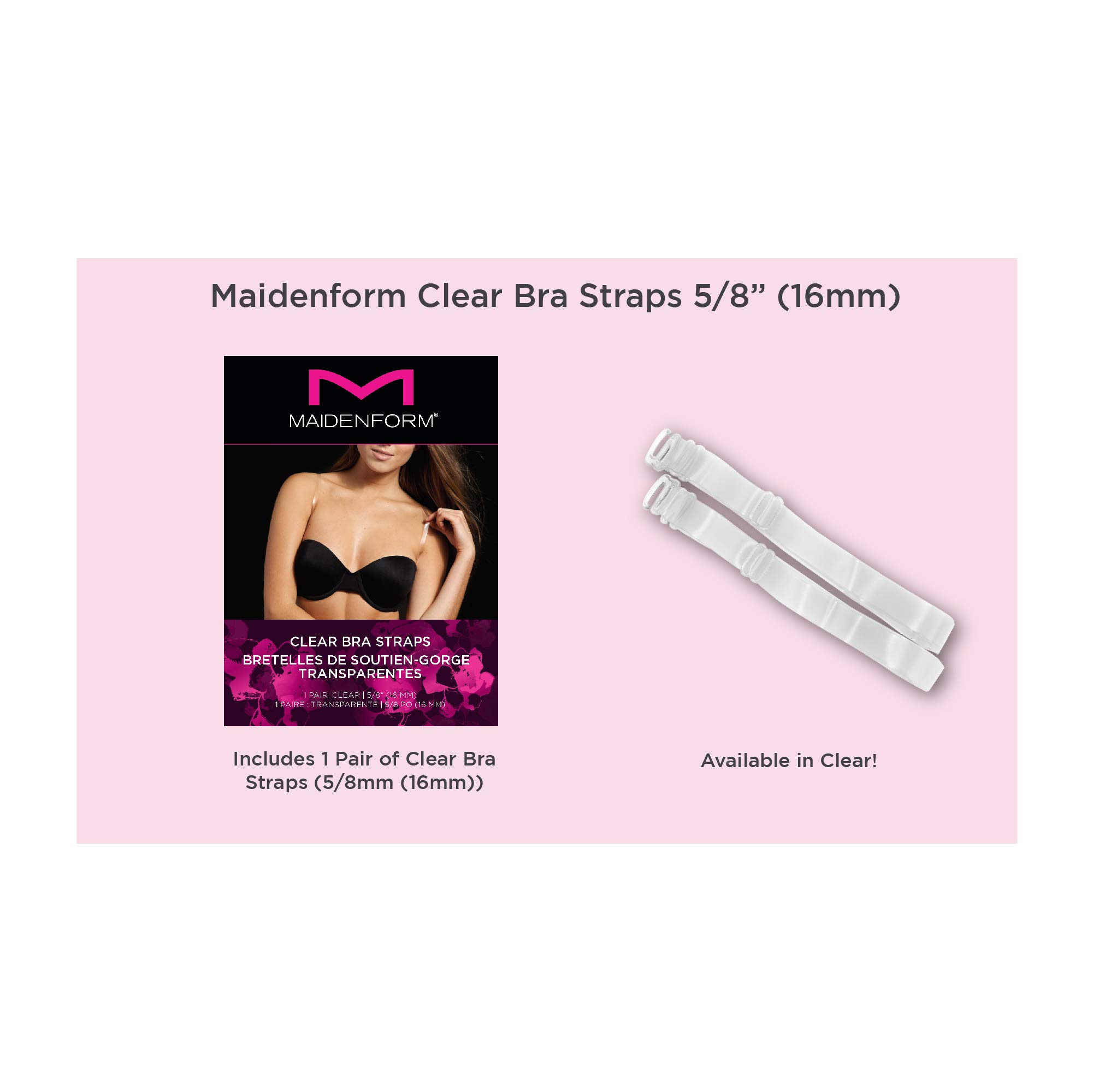 Maidenform Women's 5/8 Inch Wide Bra Straps, Clear, One Size