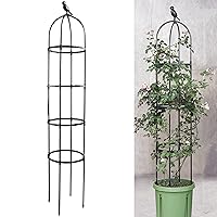 6ft Rustproof Metal Pipe with Heavy Duty Plastic Coated, Garden Outdoor Indoor Potted Plant Support, Round Obelisk Trellis for Climbing Vine（Black）