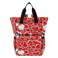 Valentine's Day Hearts Diaper Bag Backpack for Women Men Large Capacity Baby Changing Totes with Three Pockets Multifunction Baby Essentials for Playing Shopping Picnicking