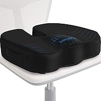 Seat Cushion for Office Chair Memory Foam Non-Slip Cushion Back, Coccyx, Sciatica, Tailbone Pain Relief Butt Pillow for Office Chair, Car, Wheelchair, Black, X-Large