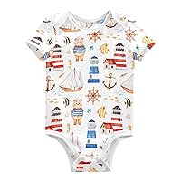Baby Boy Girl Bodysuits Short Sleeve Unisex Newborn Outfit Clothes Romper Bodysuit for Babies 0-24 Months