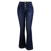 Andongnywell Women's Juniors High Rise Flare Jeans Bell Bottom Flared Jeans Bellbottom Denim Jean Pants