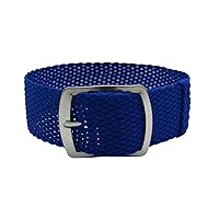 22mm Blue Perlon Braided Woven Watch Strap with Silver Buckle