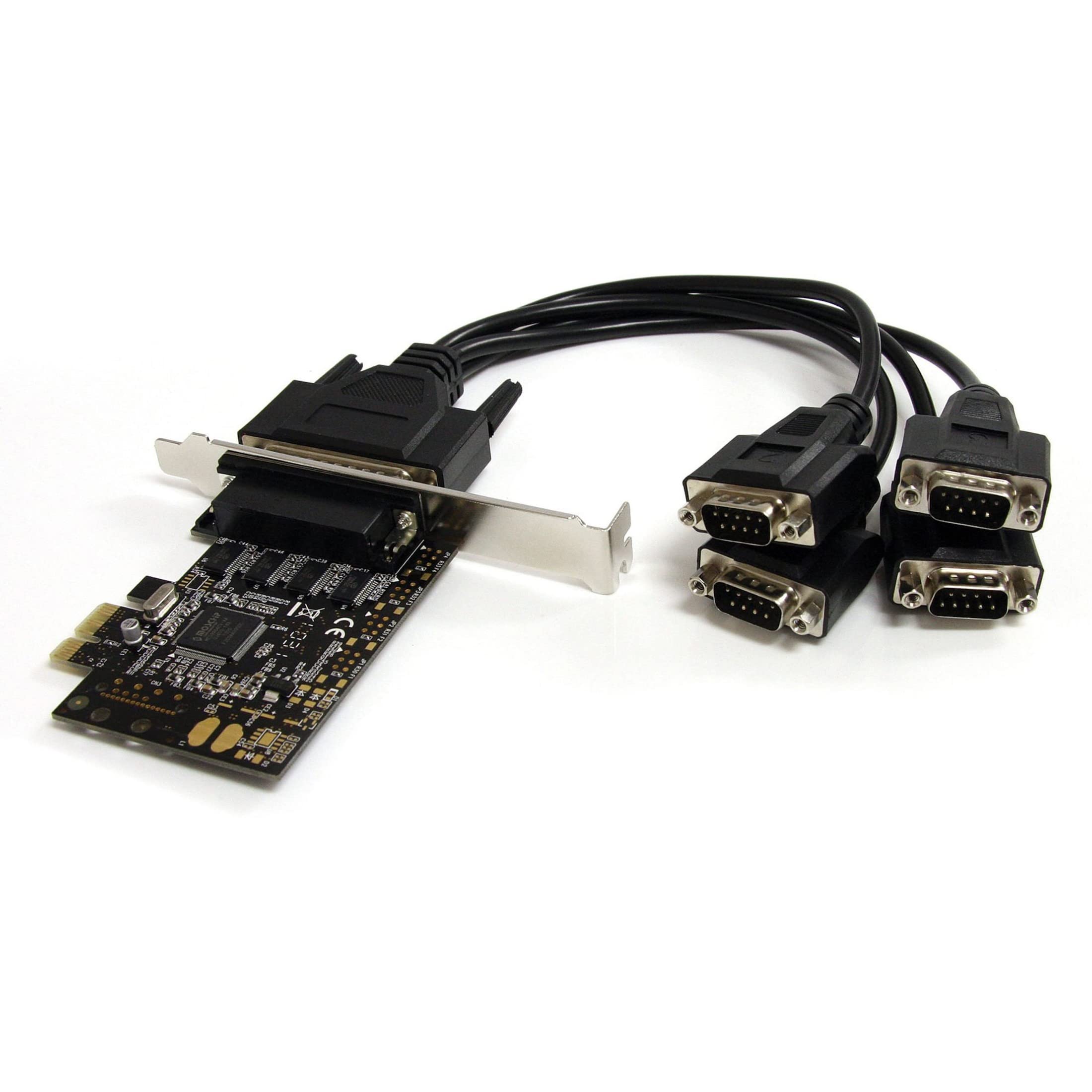 StarTech.com 4 Port PCI Express RS232 Serial Adapter Card - Single-Lane PCI Express - Breakout Cable - RS232 Extension - PCIe Serial Card (PEX4S553B)