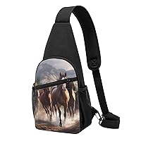 Sling Bag Crossbody for Women Fanny Pack Horses Chest Bag Daypack for Hiking Travel Waist Bag
