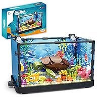 Mesiondy Fish Tank Building Block Set with Light，Aquarium，Marine Turtle, Building Block Toy for Kids 6+, Gift, Home Decor…