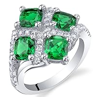 PEORA Sterling Silver Four Stone Quad Ring Sizes 5 to 9 in Various Gemstones