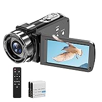 4K Camcorder Video Camera UHD 56MP Night Vision YouTube Camera 16X Digital Zoom 3.0 Inch IPS Screen 4K Video Camera for Filming with Camera Remote Control, Batteries(Black)