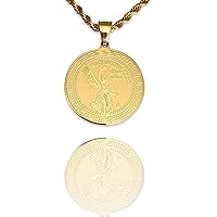 Round Mexican Bicentenario Peso Coin Necklace Men's Women 925 Italy 14k Gold Finish Solid Round Mexican Coin Centenario Mexicano Moneda 50 Pesos Ice Out Pendant Stainless Steel Real 2.5 mm Rope Chain Necklace, Men's Jewelry, Iced Pesos Coin Pendant, Chain Pendant Rope Necklace