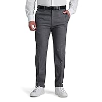 Kenneth Cole Reaction Men's Slim Fit Solid Performance Dress Pant, Medium Grey, 34W x 32L