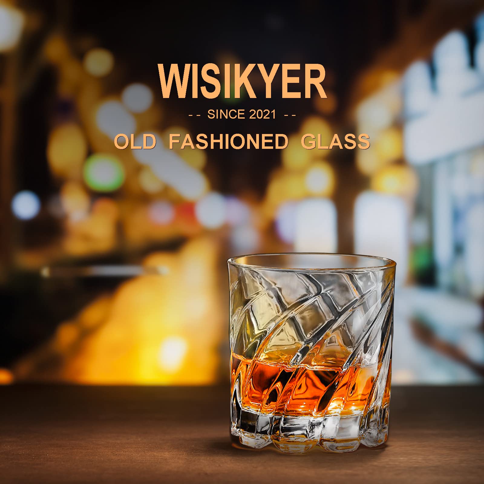 WISIKYER Whiskey Glasses Set 4, Spinning Bourbon Glass with Luxury Box Rotating Old Fashioned Rocks Glass Gifts on Birthday/Father's Day/Retirement, Scotch Glass Cup Gifts for Men/Father/Husband
