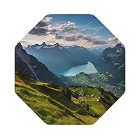 Switzerland Alps Print Leather Coasters Drink Coasters Set of 4 Waterproof Insulated Coaster Mug Cup Mat Pad for Kitchen Office Coffee Table Home Decor