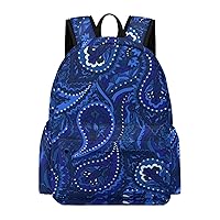 Blue Seamless Paisley Travel Backpack Lightweight 16.5 Inch Computer Laptop Bag Casual Daypack for Men Women