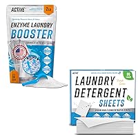 ACTIVE Enzyme Laundry Booster and Fresh Linen Laundry Detergent Sheets - Includes 80 Loads of Detergent Sheets and 64 Loads of Laundry Detergent Boosting Powder