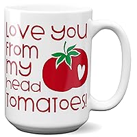 White Color Love You Coffee Mug Tomato Theme Lover Gift Cute Quote 15 oz Ceramic Cup