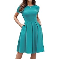 Women's Dresses Solid Slant Pocket Fold Pleated Dress Dress for Women