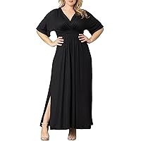 Kiyonna Women's Plus Size Vienna Maxi Dress | Long Dress with Sleeves for Special Occasions, Work, Weekend, or Vacation