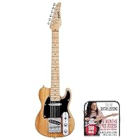 LyxPro 30” Electric Guitar TL Series, Full-Size Paulownia Wood Body, 3-Ply Pickguard, C-Shape Neck, Ashtray Bridge, Quality Gear Tuners, 3-Way Switch & Volume/Tone Controls, 2 Picks Included, Natural