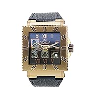 Gallucci Unisex Classic Skeleton Automatic Wrist Watch with Roman Figure Display and Square Shape Stainless Steel Case Design
