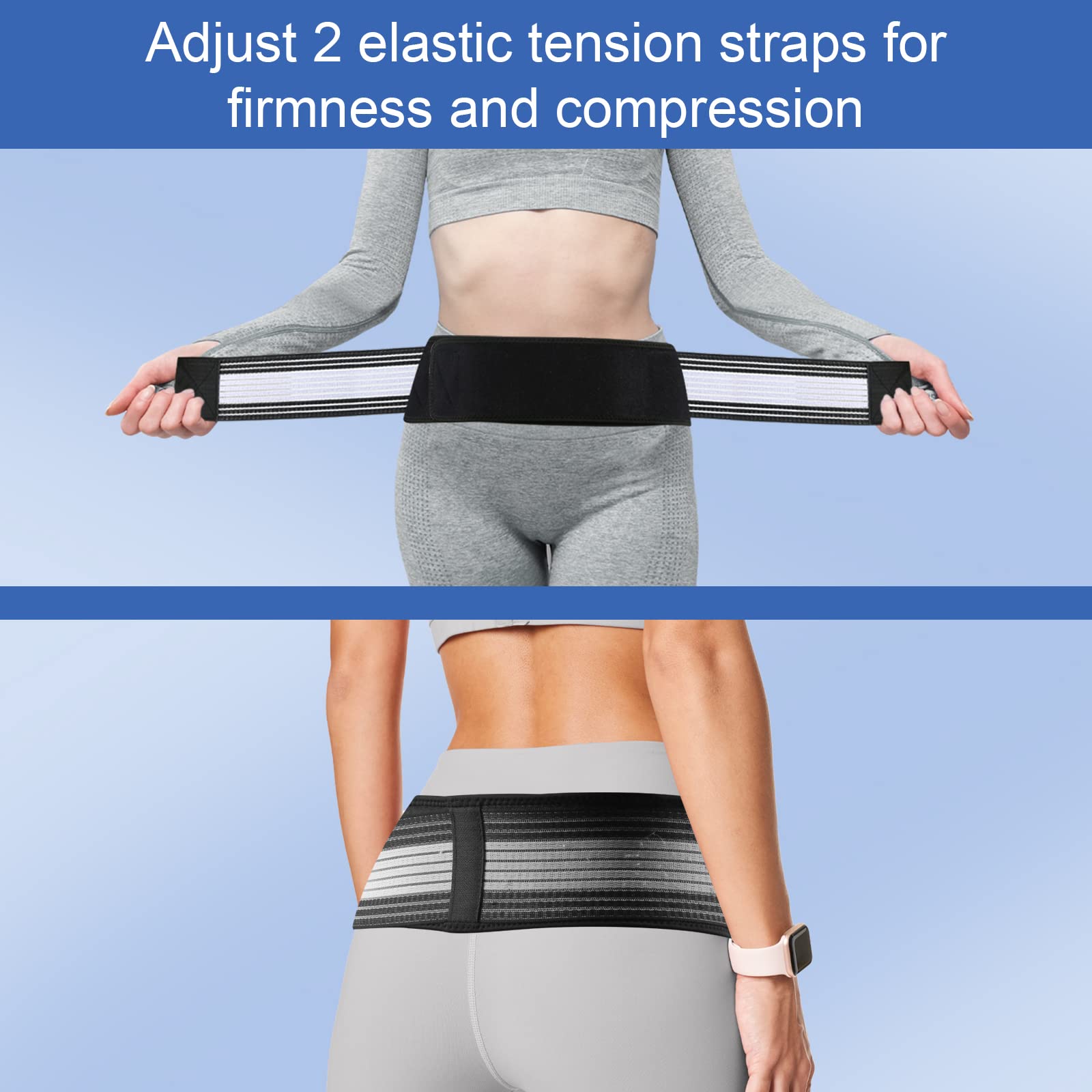 OXCOMFORT Sciatica Belt for Women Men - SI Joint Support Belt Brace - Pain Relief for Lower Back, Sacroiliac, Sciatic, Pelvic, Lumbar, Hip, Leg, Sacral Nerve - Medium Hip Size 32-47in