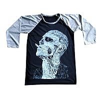 Unisex Zombie Boy Rick Genest T-Shirt 3/4 Sleeve Baseball Raglan Mens Womens Ladies Unisex