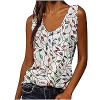 Womens Tank Tops Summer Casual Scoop Neck Tanks Floral Print Vest Shirts Fashion Sleeveless Tops for Women