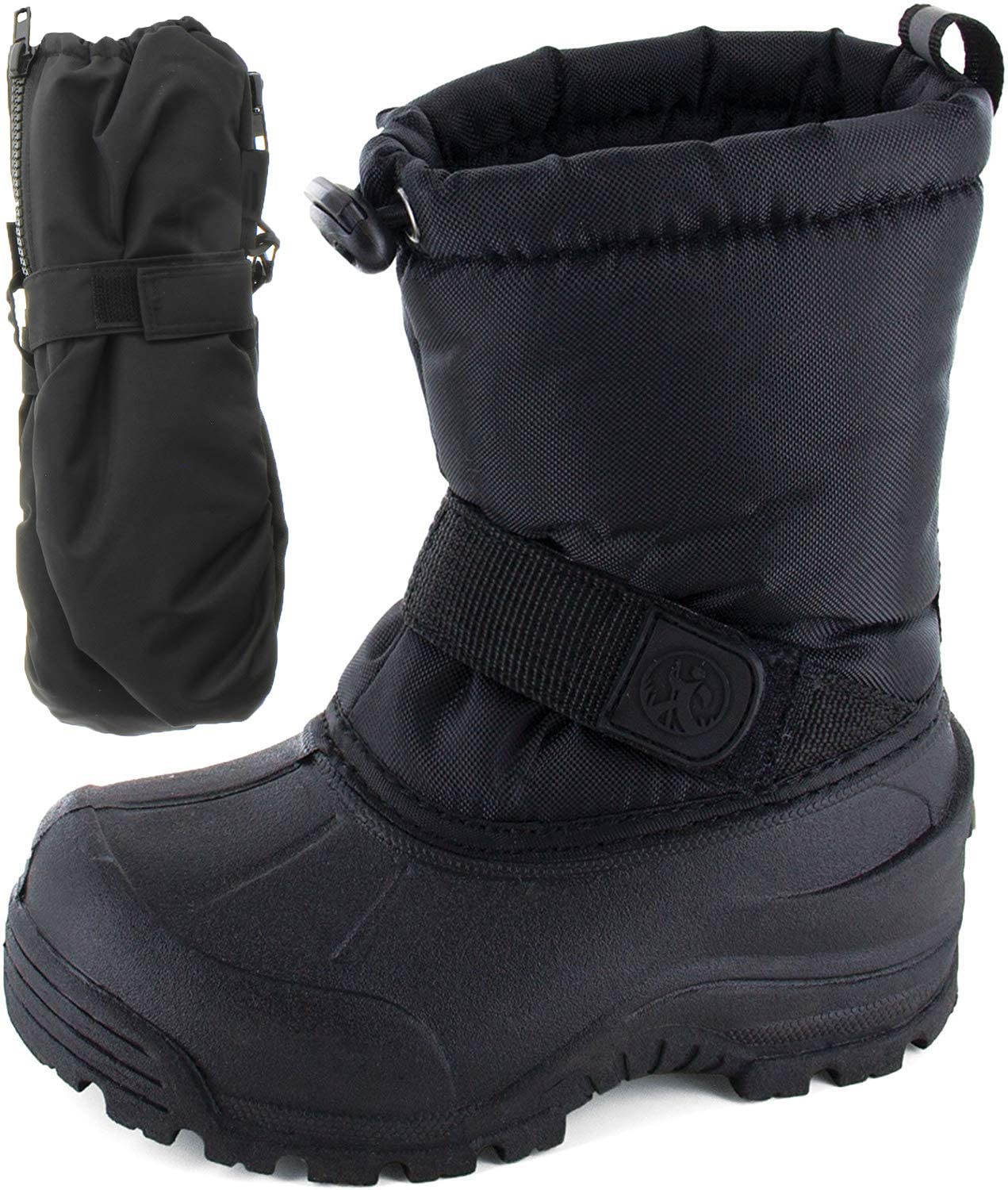 Northside Frosty Winter Snow Boots for Boys/Girls with Matching Waterproof Mittens, Size: 11 M US Little Kid - Black (Black)