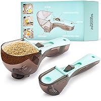 Plastic Measuring Spoon Set for Your Kitchen - Two Cups Sizes For All Kind of Dry and Liquid Measuring -Adjustable And Easy to Use - Spoons and Cup Device, S & L