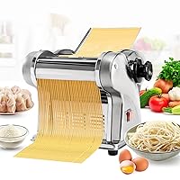Dyna-Living Electric Pasta Maker Noodle Maker Machine Dough Spaghetti Roller Pressing Machine Thickness Adjustable Stainless Steel 135W for for Home Family Use (1.5mm round noodle+4mm flat noodle)