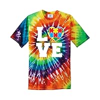 Threadrock Autism Awareness Love Puzzle Heart Unisex Tie Dye T-Shirt