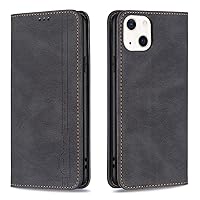 XYX Wallet Case for iPhone 13, [RFID Blocking] PU Leather Case Flip Folio Cover with Hidden Magnetic Closure for iPhone 13, Black