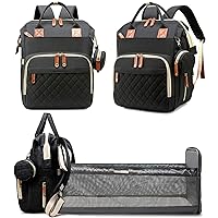 Diaper Bag Backpack with Changing Station,Multifunction Travel Baby Bag, Newborn Stuff Unisex Gifts For Dad Mom Waterproof Large Capacity with USB(Black)