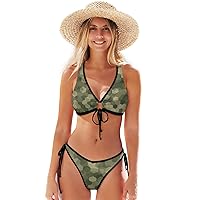 ALAZA Forest Camouflage Swimsuit Bikini Women 2-Piece Swimsuit Triangle Bathing Suit Tie String Swimwear