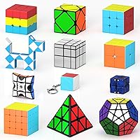 Speed Cube Set 12 Pack Magic Cube Set of 2x2 3x3 4x4 Pyramid Dodecahedron Mirror Skewb Snake Ivy Infinity Sandwich Puzzle Cube, Smooth Cube Bundle Toys Gift for Kids Teens Adults