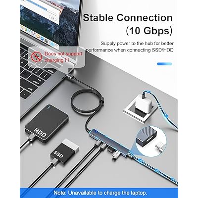 Aceele 4 Port USB 3.2 Gen 2 Hub, 10Gbps USB C to USB C Hub with