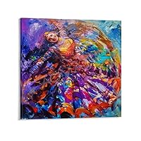 Poster of Dancing Girl Portrait Indian Art Poster Gorgeous Oil Painting Poster (11) Canvas Painting Wall Art Poster for Bedroom Living Room Decor 12x12inch(30x30cm) Frame-style