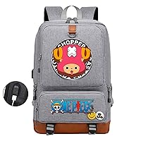 Cartoon Travel Knapsack USB Charging Port Daypack,One Piece Waterproof Backpack Cute Chopper Bookbag