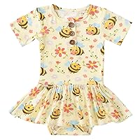 Baby Twirl Skirt Bodysuit with buttoned collar - Infant Girl Clothes 0-24 Months
