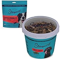 Stewart Beef Liver Freeze Dried Dog Treats and Supper Sprinkles, Resealable Containers, Grain Free & Gluten Free, Single Ingredient, Dog Training Treats; 21 oz Resealable Tub & 2.5 oz Resealable Bag