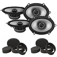 Alpine 2 Pairs S2-S68 5x7 Type S Coax Speakers with 2 Pairs Stinger RKFR5768 Roadkill Fast Rings 5x7-6x8