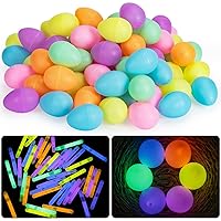 Glowing Easter Eggs Set - 216 Pieces with Mini Glow Sticks, Glow-in-The-Dark Party Supplies and Basket Stuffers