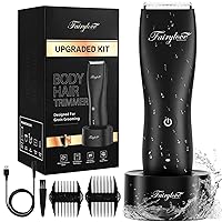 Body Hair Trimmer for Men, Electric Ball Shaver Groomer with LED Light, Safe Guard, Waterproof, Rechargeable - Wet/Dry Privates Groomer - Male Groin Hair Trimming Hygiene Razor (B)