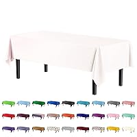 Exquisite 12-Pack Premium Plastic Tablecloth 54 Inch. x 108 Inch. Rectangle Table Cover-White Exquisite 12-Pack Premium Plastic Tablecloth 54 Inch. x 108 Inch. Rectangle Table Cover-White