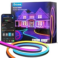 Govee Outdoor Neon Rope Lights, 32.8ft RGBIC IP67 Waterproof Patio Decorations with 64 Scene Modes, Music Sync, Flexible LED Outdoor Lights, Holiday Lights Work with Alexa, Google Assistant