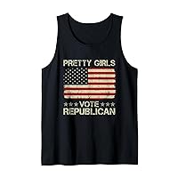 Pretty Girls Vote Republican Funny Patriotic American Flag Tank Top