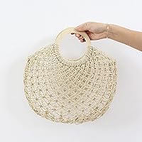 夏のビーチバッグ、中空織りの肩のわら透明なハンドバッグバッグのための透明なハンドバッグバッグ、女性封筒財布財布,ベージュ