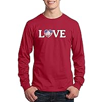 Threadrock Men's Love Trump American Flag Heart (Horizontal Love) Long Sleeve T-Shirt - Large, Red