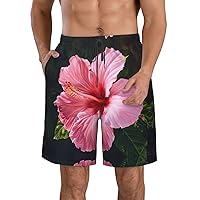 NEZIH Hawaii Red Flower Print Men's Beach Shorts Versatile Hawaiian Summer Holiday Beach Shorts,Casual Lightweight