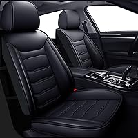 FONESO Car Seat Covers, Full Set Premium PU Leather Automotive Seat Covers, Non-Slip Vehicle Cushions, Interior Waterproof Seat Protector for Most Cars SUVs Trucks Sedan Black