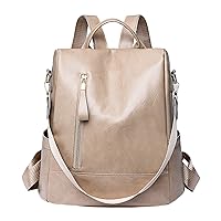 Women Backpack Purse PU Leather Anti- Casual Shoulder Bag Fashion Ladies Satchel Bags (White, One Size)